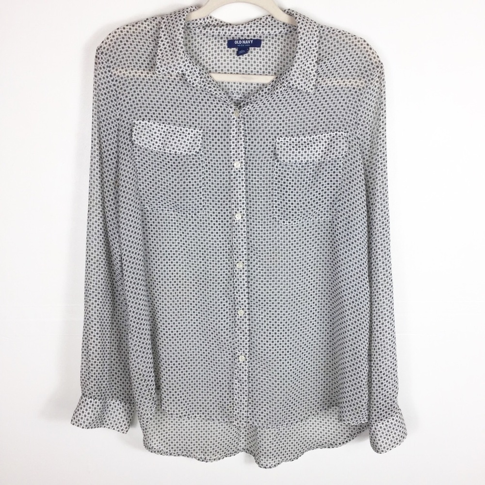 Old Navy Womens Sheer Chiffon Button Down Top